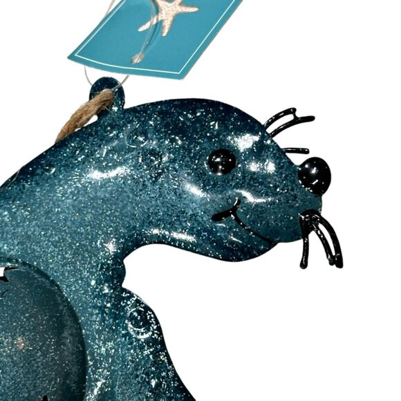 Lot Snowflakes Seashells Sea Lion + Dolphin Metal Christmas Tree Ornaments NEW - Picture 5 of 7